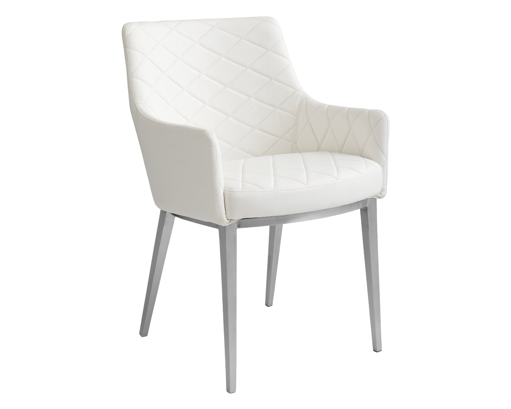 Seacha Dining Chair - White Leather - set of 2 - Rustic Edge