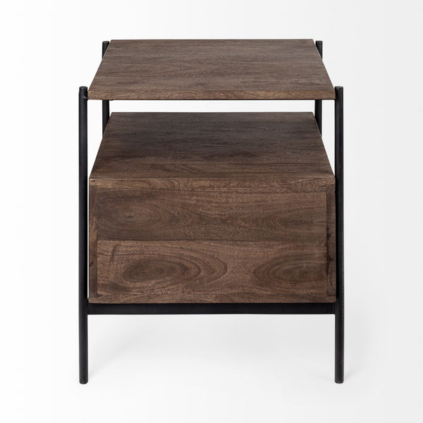 Glennard Contemporary Industrial Accent Table - Rustic Edge