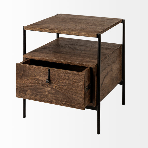 Glennard Contemporary Industrial Accent Table - Rustic Edge