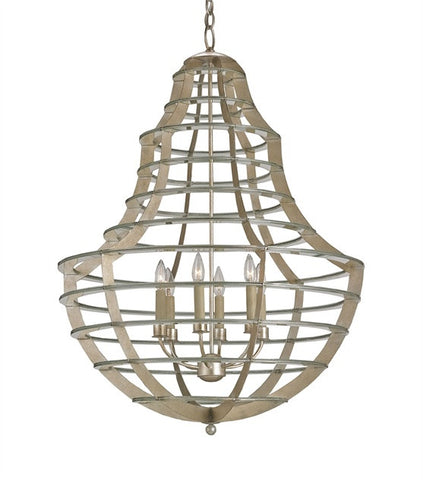Everest Chandelier Sleek Wrought Iron Bands Silver Leaf Contemporary 9619