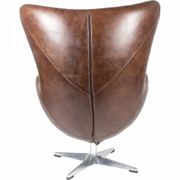 Arnie Club Swivel Chair - Dark Brown Leather - Rustic Edge