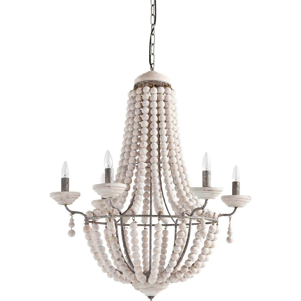 Hillie White Stained Beaded Chandelier - Rustic Edge