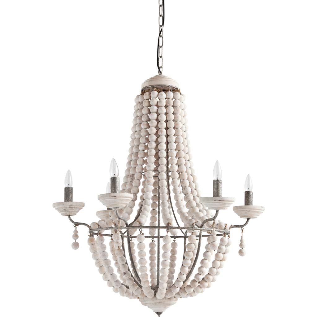 Hillie White Stained Beaded Chandelier - Rustic Edge