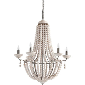 Hillie White Stained Beaded Chandelier - Rustic Edge