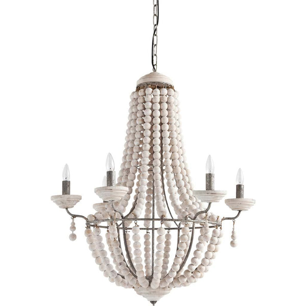 Hillie White Stained Beaded Chandelier - Rustic Edge