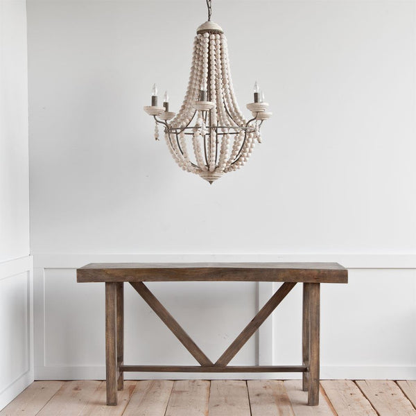 Hillie White Stained Beaded Chandelier - Rustic Edge