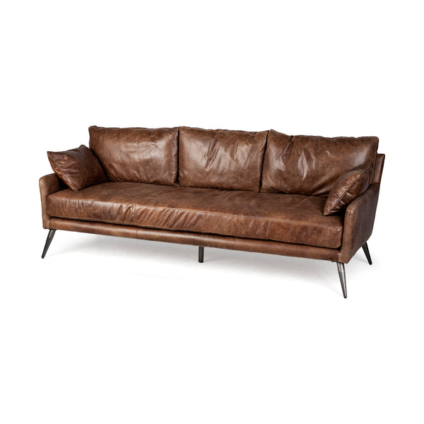 Ranche 82" Leather Sofa - Coffee Brown - Rustic Edge