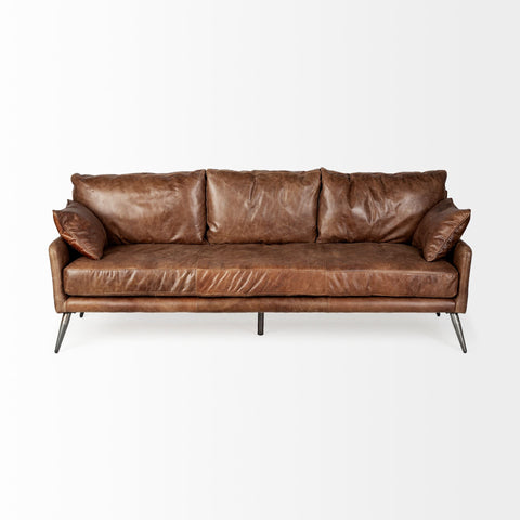 Ranche 82" Leather Sofa - Coffee Brown - Rustic Edge