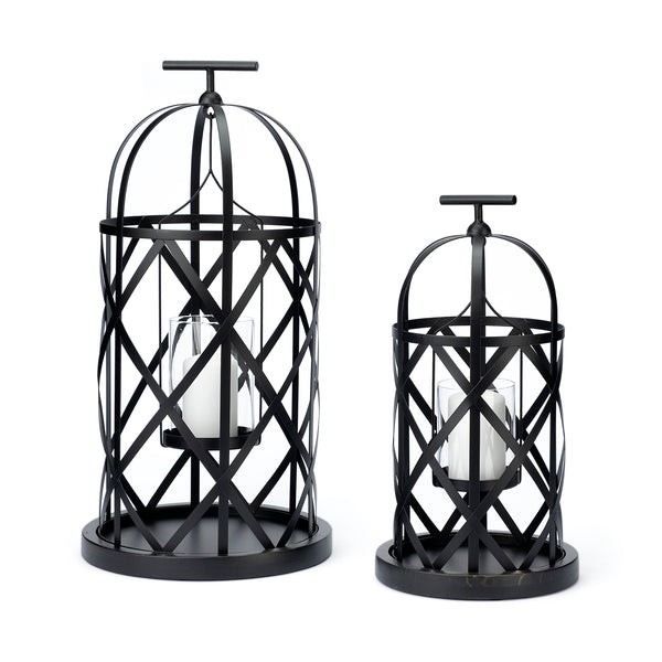 Lannie Cage Style Metal Lanterns Large & Small - Set of 2