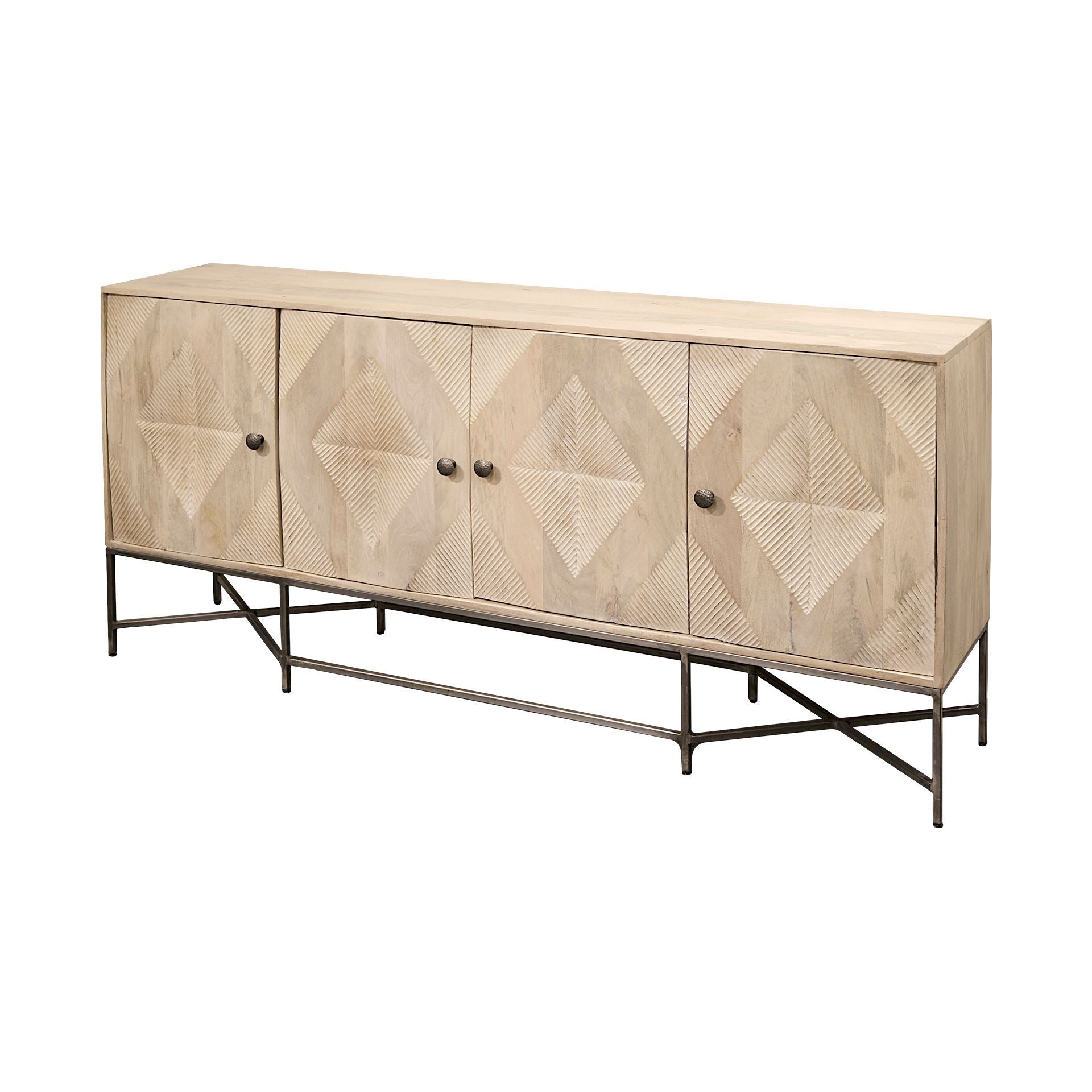 Hargo Coastal Light Wood and Metal Sideboard