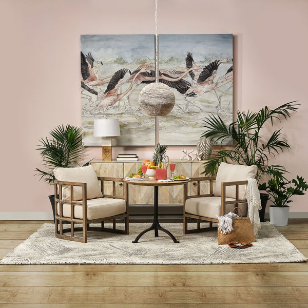 Hargo Coastal Light Wood and Metal Sideboard