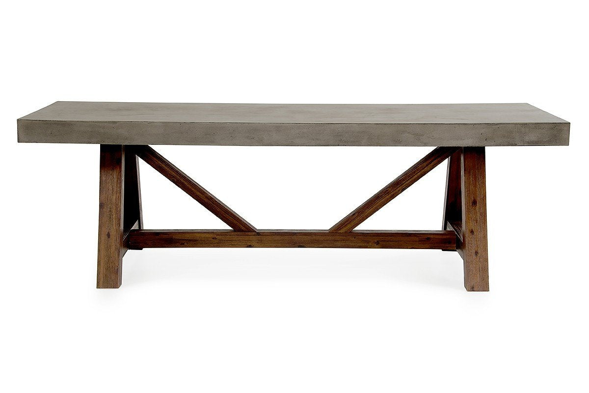 Riverside 95" Concrete Dining Table - Acacia Base - Rustic Edge