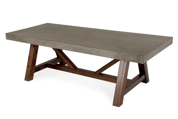 Riverside 95" Concrete Dining Table - Acacia Base - Rustic Edge