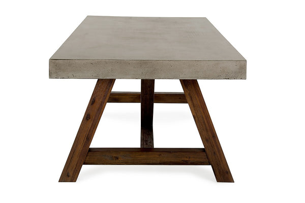 Riverside 95" Concrete Dining Table - Acacia Base - Rustic Edge