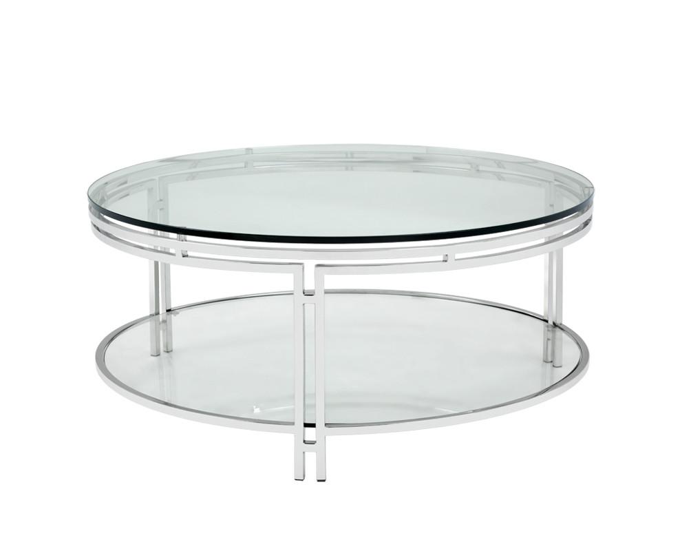 Bishop Round Glass Coffee Table - Rustic Edge