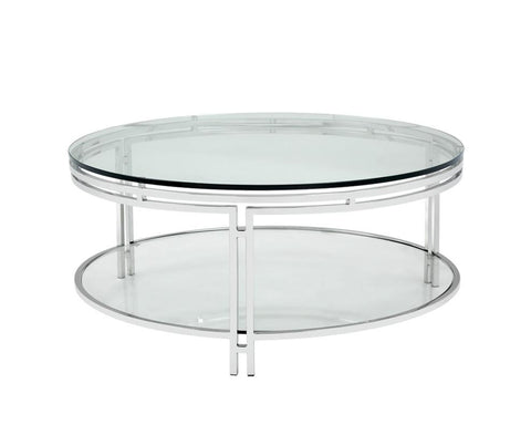 Bishop Round Glass Coffee Table - Rustic Edge