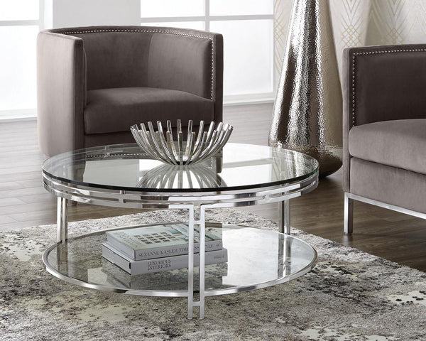 Bishop Round Glass Coffee Table - Rustic Edge