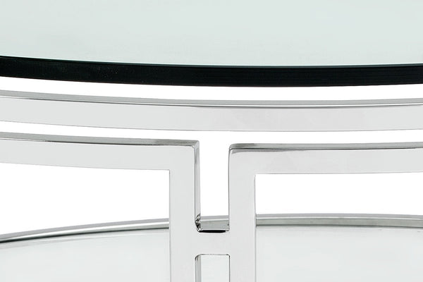 Bishop Round Glass Coffee Table - Rustic Edge