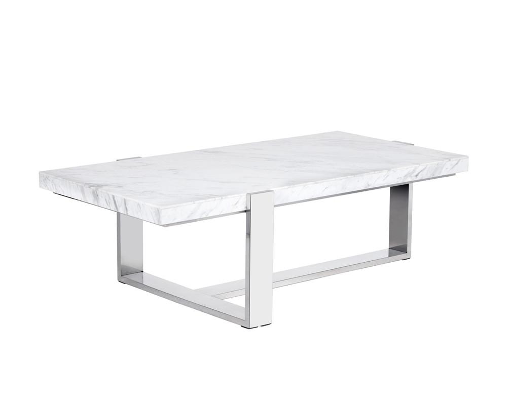 Walfred Stainless Steel and Marble Coffee Table - Rustic Edge