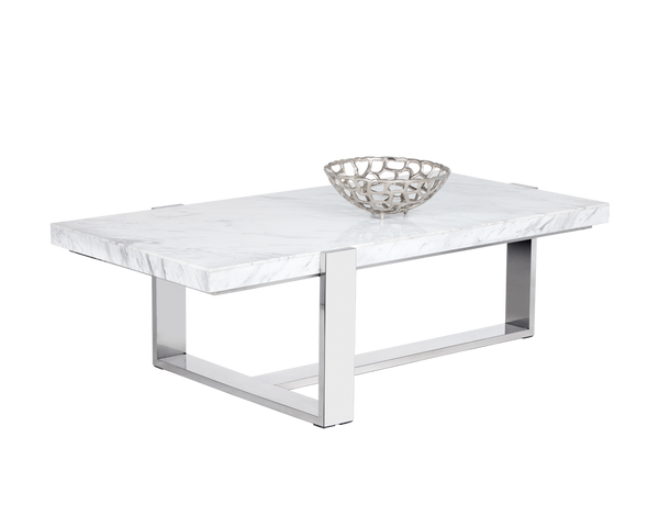 Walfred Stainless Steel and Marble Coffee Table - Rustic Edge