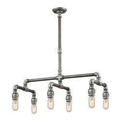 Elk Lighting Cast Iron Pipe 6 Light Chandelier In Weathered Zinc 10691-6