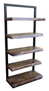 Dominic Live Edge 5 Shelf Unit Industrial Bookshelf