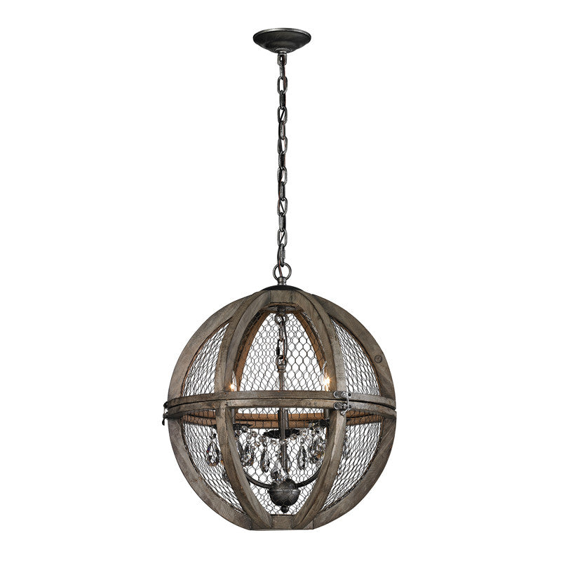 Katy 3 Light Globe Chandelier - Rustic Edge