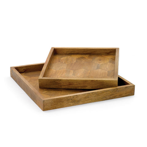 Go Home Set of 2 Wooden Honeycomb Trays 14508