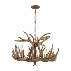 Elk Group Rustic Antlers Chandelier In Wood Brown