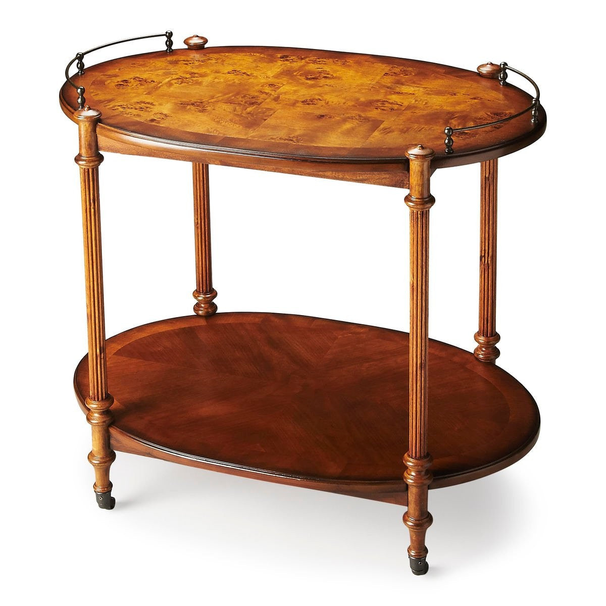 Butler Plantation Kathleen Olive Ash Burl Bar Cart/Tea Server 1690101 - Rustic Edge