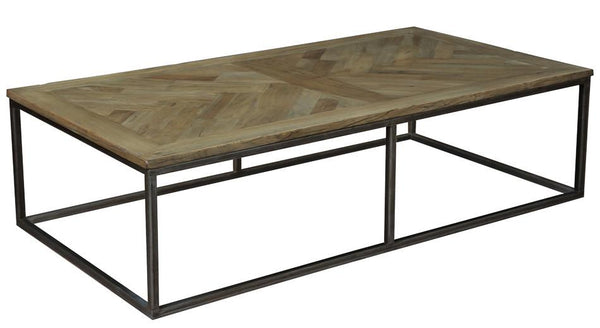 Alby Recycled Parquet Top w/Iron Coffee Table - Rustic Edge