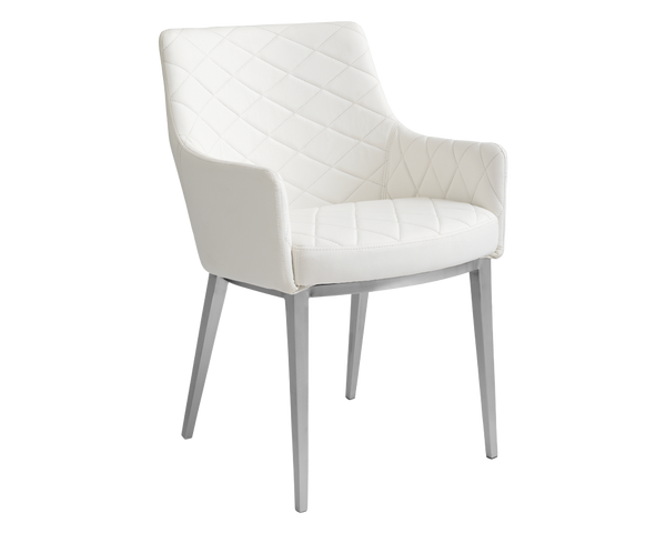 Seacha Dining Chair - White Leather - set of 2 - Rustic Edge