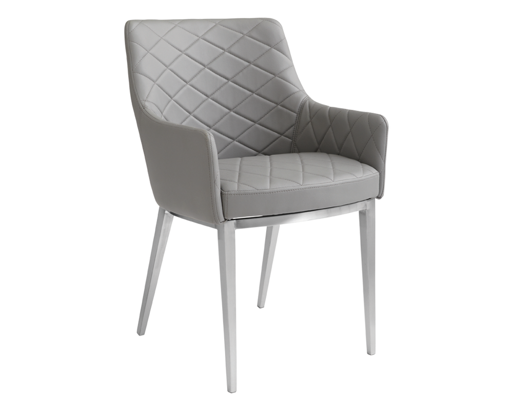 Seacha Dining Chair - Grey Leather set of 2 - Rustic Edge