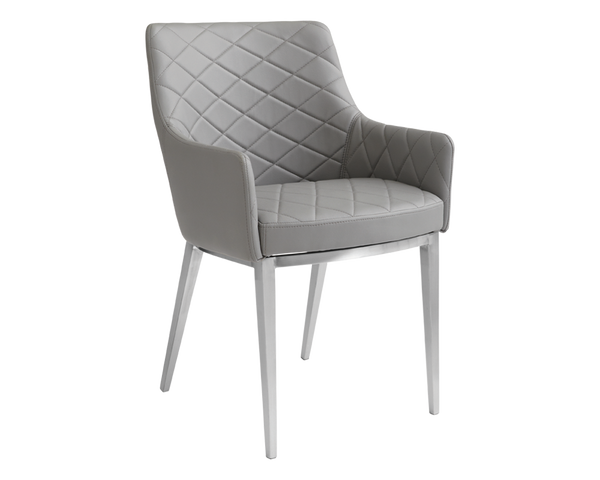 Seacha Dining Chair - Grey Leather set of 2 - Rustic Edge
