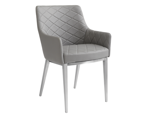 Seacha Dining Chair - Grey Leather set of 2 - Rustic Edge