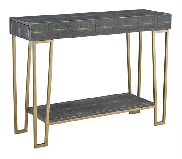 Marlowe Console Table Hidden Drawers Black & Antique Brass 3264