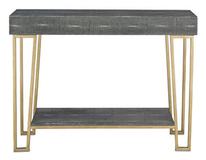 Marlowe Console Table Hidden Drawers Black & Antique Brass 3264