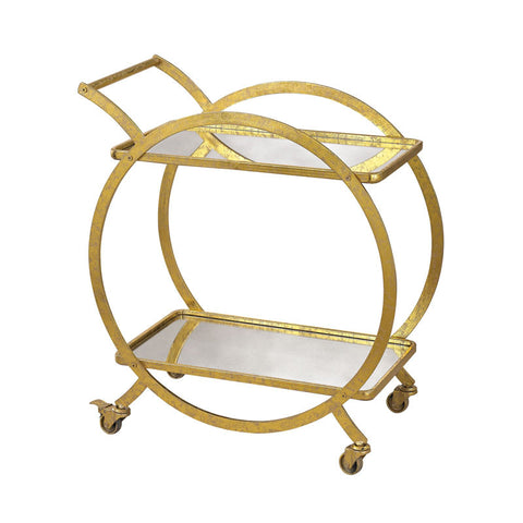 Ollie Gold & Antique Mirror Ring Bar Cart