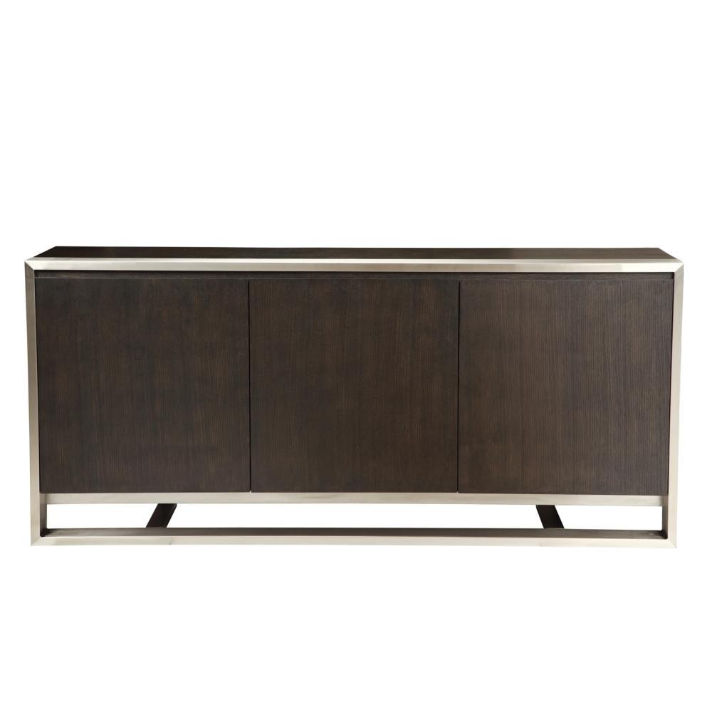 Myriam Sideboard Dark Wood Veneer w/ Brushed Stainless - Rustic Edge