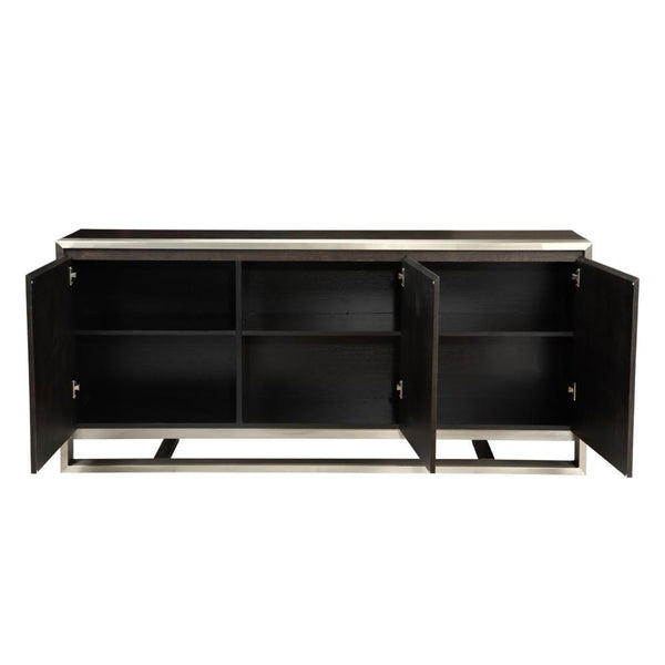 Myriam Sideboard Dark Wood Veneer w/ Brushed Stainless - Rustic Edge