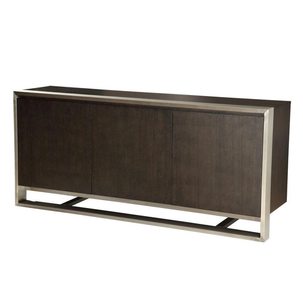 Myriam Sideboard Dark Wood Veneer w/ Brushed Stainless - Rustic Edge