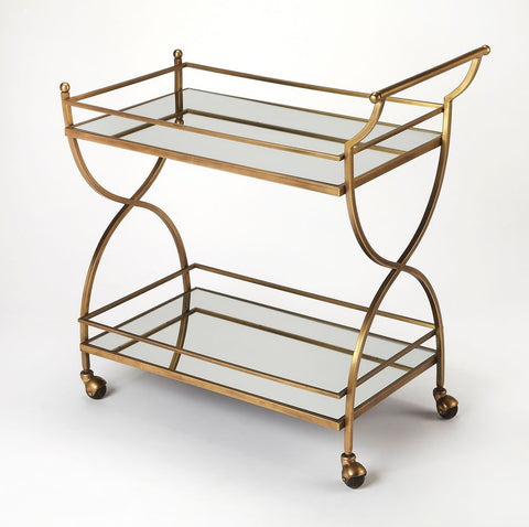 Cari Antique Gold Bar Cart - Rustic Edge