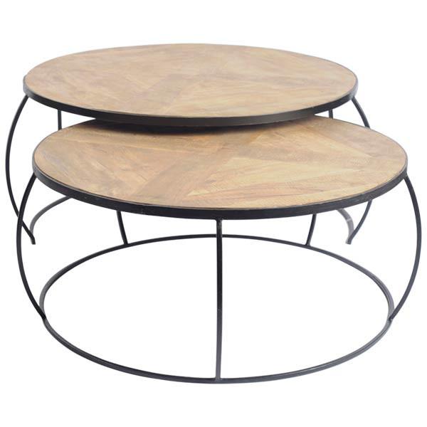 Marni Farmhouse Style Nesting Coffee Tables - Set of 2 - Rustic Edge