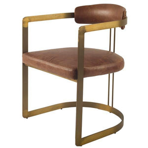 Allister Leather Chair - Brown and Antique Brass - Rustic Edge