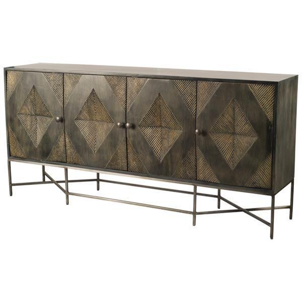 Elisabeth 72" Sideboard with Diamond Accent Doors - Indian Mango Wood - Rustic Edge