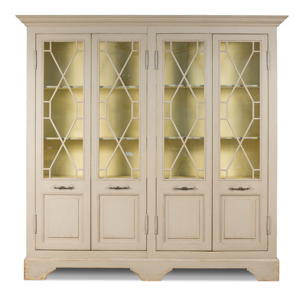 Ruth-Elm Traditional Style 4 Door 96" Bookcase - Beige