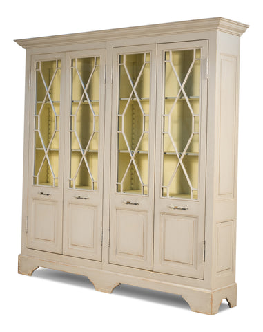 Ruth-Elm Traditional Style 4 Door 96" Bookcase - Beige