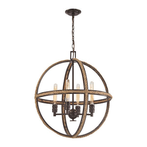 Elk Group Natural Rope 4 or 6 Light Chandelier In Oil Rubbed Bronze