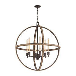 Elk Group Natural Rope 4 or 6 Light Chandelier In Oil Rubbed Bronze