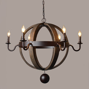 Sia 37" Wood Globe Chandelier - Rustic Edge